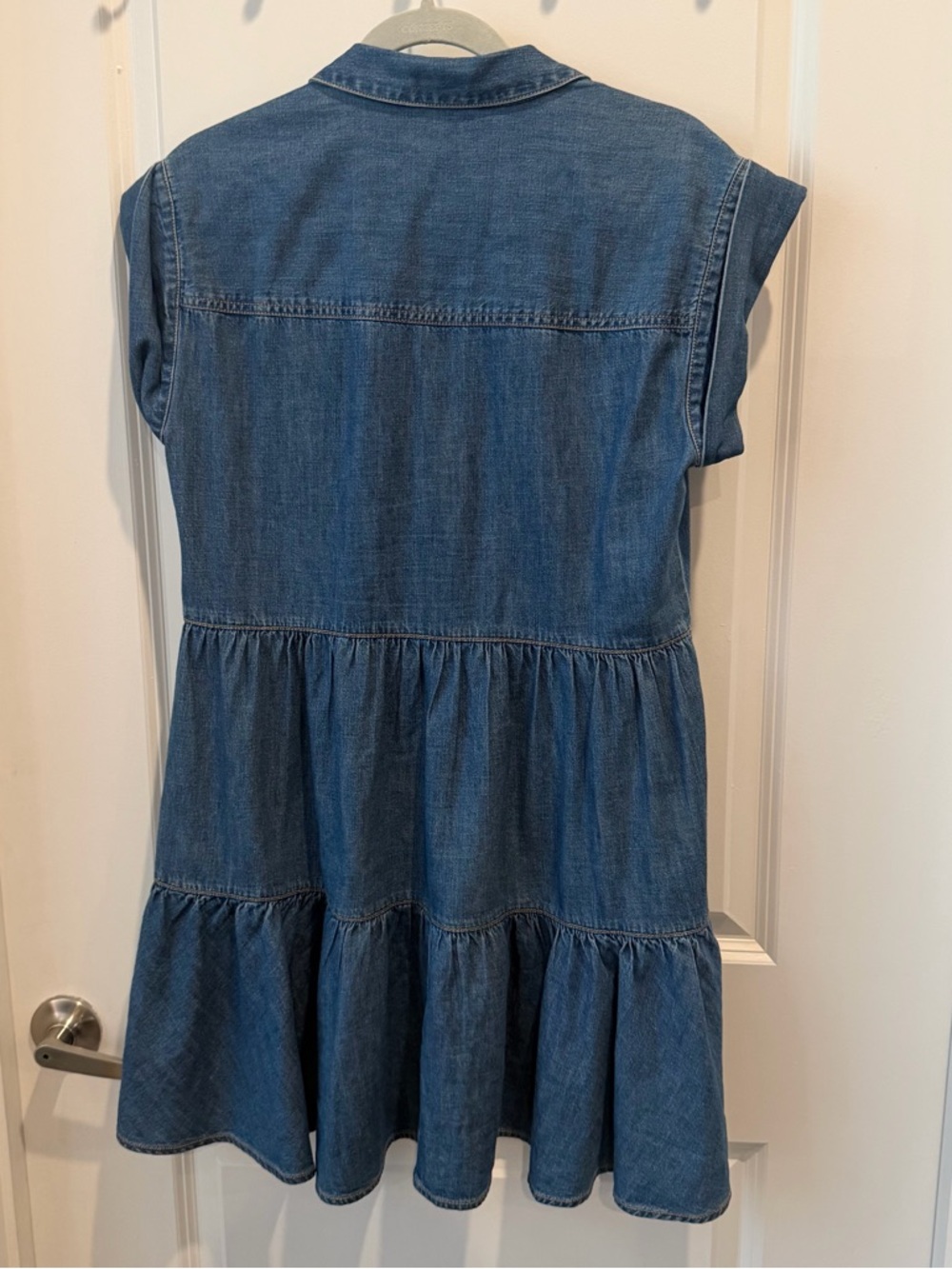 Veronica Beard Denim Blue Tiered Shirt Dress - Picture 3 of 5